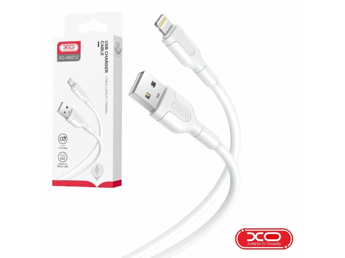 Cable USB A 2.0 Macho / Lightning 2.1a Blanco 1m Xo
