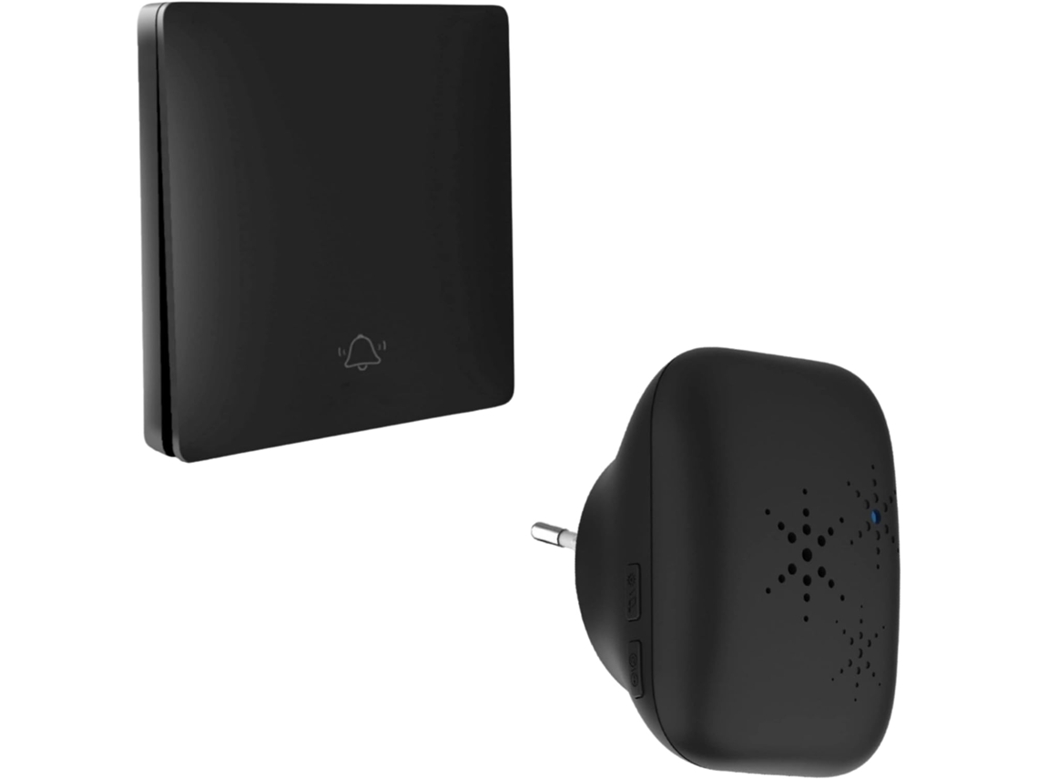 Kit de timbre inalámbrico y sin pilas, ecológico, para exteriores, resistente al agua IP65, a la nieve y la lluvia (negro).