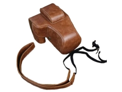 Bolsa para cámara compatible con Canon EOS 200D/250D, funda protectora retro de piel sintética antiarañazos con correa Facpoet (200D II)