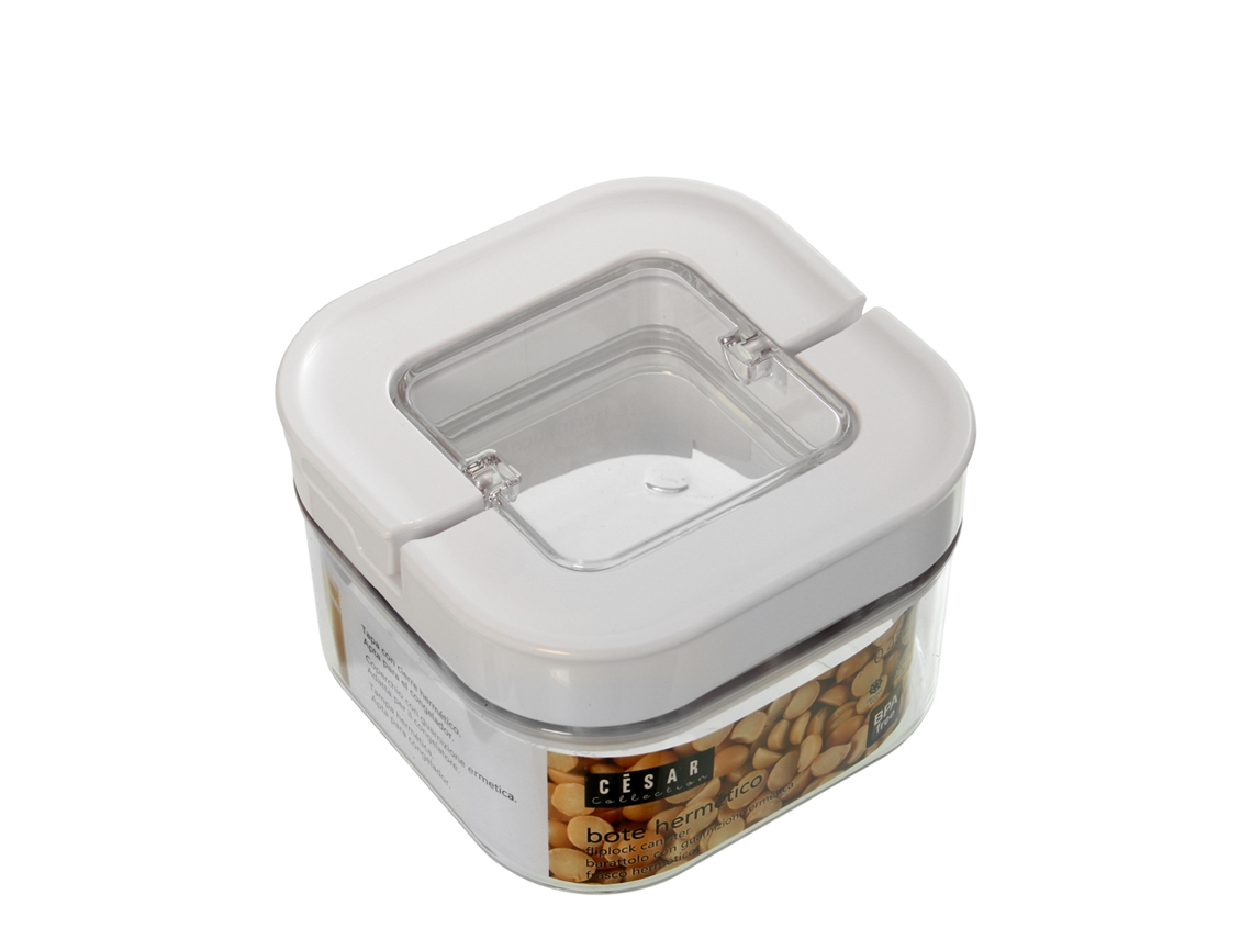 Bote Cocina Transparente Y Blanco DRW (11x11x7,5cm)