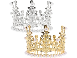 Lot De 2 Diadèmes En Alliage 12 Cm Cuelloronnes De Perles Doré Y Argenté Accesorios De Cheveux Pou...