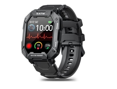 Reloj Inteligente para Hombres Smartwatch para Teléfonos Android y Compatible con Iphone Fitness Tracker 5Atm con Presión Arterial Negro AUJEZON