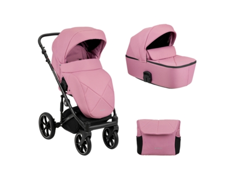 Carrito de Bebé KIKKABOO 2en1 con capazo rígido Amani Rosa