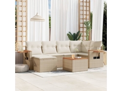 Conjunto de 7 sofás de jardín con cojines de mimbre beige de Dkd Home Decor