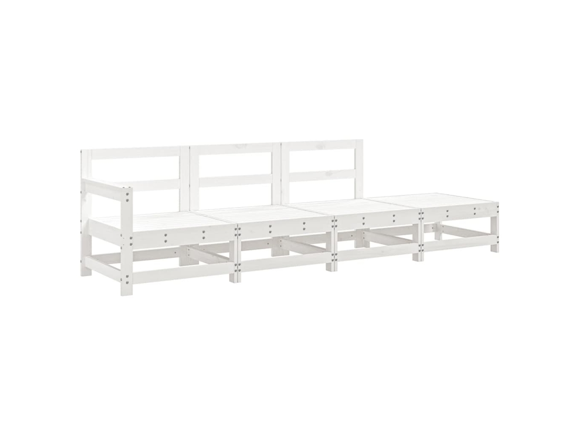 Maison Exclusive - 4 Pcs Conjunto Lounge De Jardim Madeira De Pinho Maciça Branco