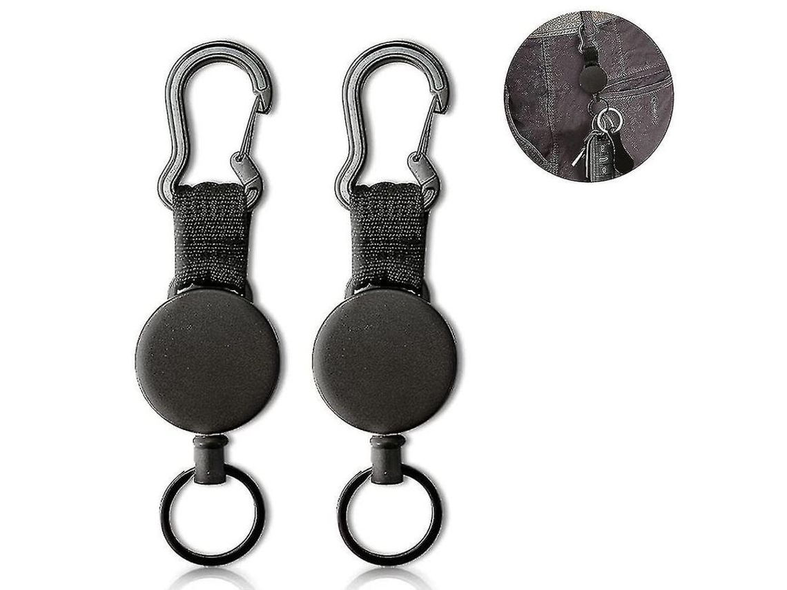 2026-2 Llaveros Retractiles De Acero Inoxidable Con Hebilla Elastica Y Cierre Antideslizante Para Bolsos Y Pantalones