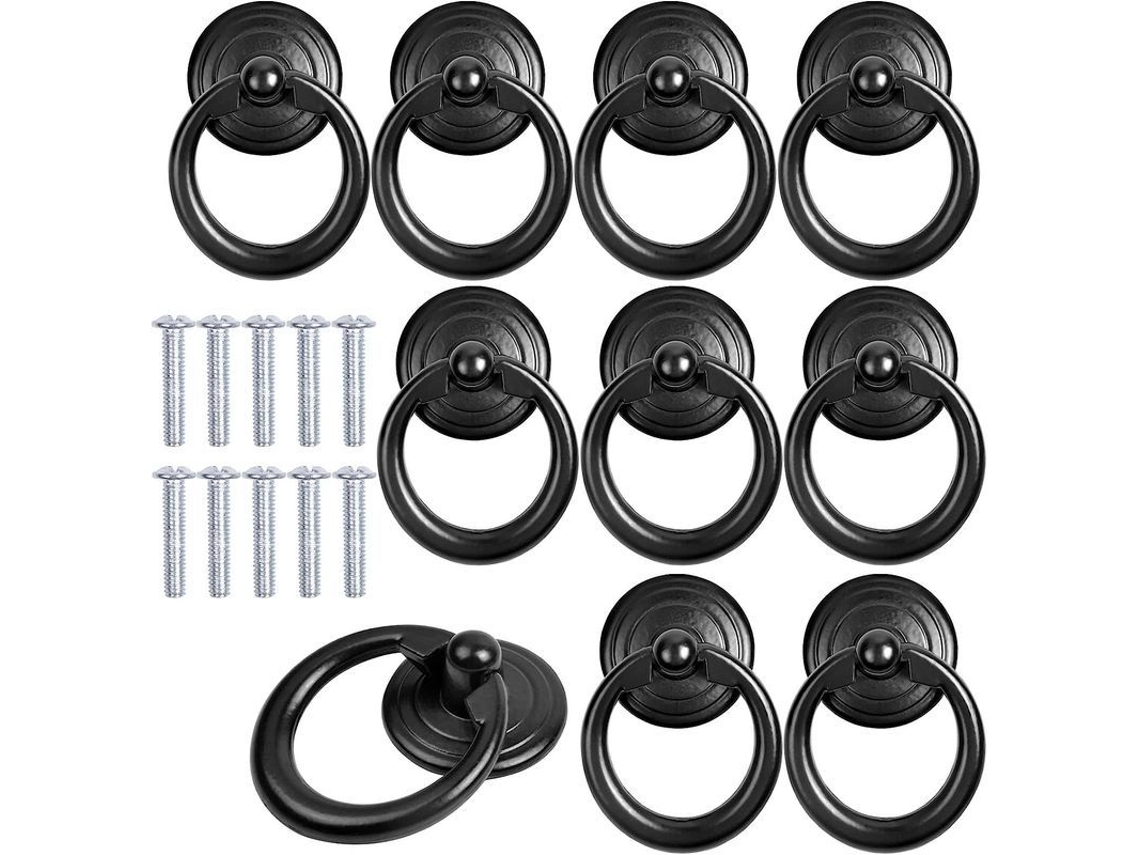 2026altiro-10 Pomos Negros Para Armarios, Pomos Metálicos Para Puertas, Tiradores Redondos Clásicos Con Tornillos.