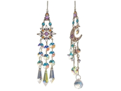 2 Piezas de Lámpara Colgante Atrapasol, Cristal, Sol, Luna, Prismas para Ventana, Arcoíris, Campanas de Viento Vintage, Colgantes