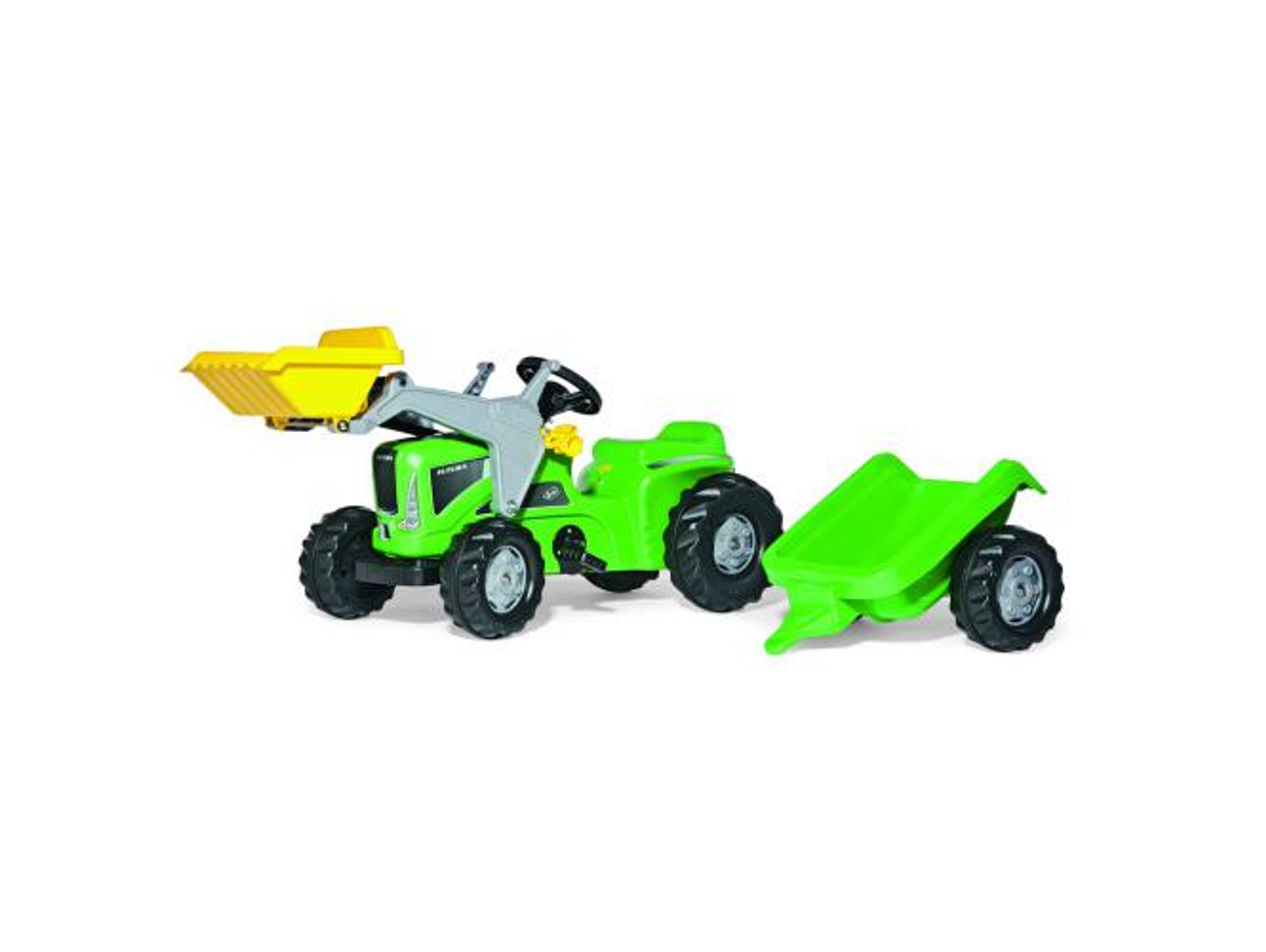 Conjunto de Tractor Futura ROLLYTOYS Kiddy Verde con Remolque y Pala Delantera
