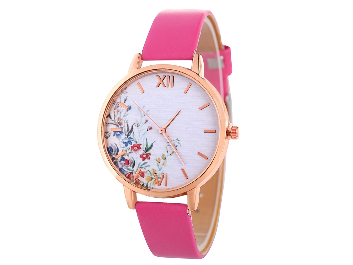 Reloj De Pulsera Casual De Moda Para Mujer Zhoulianfa En Piel Sintética Con Movimiento De Cuarzo, Color Rojo Rosa.