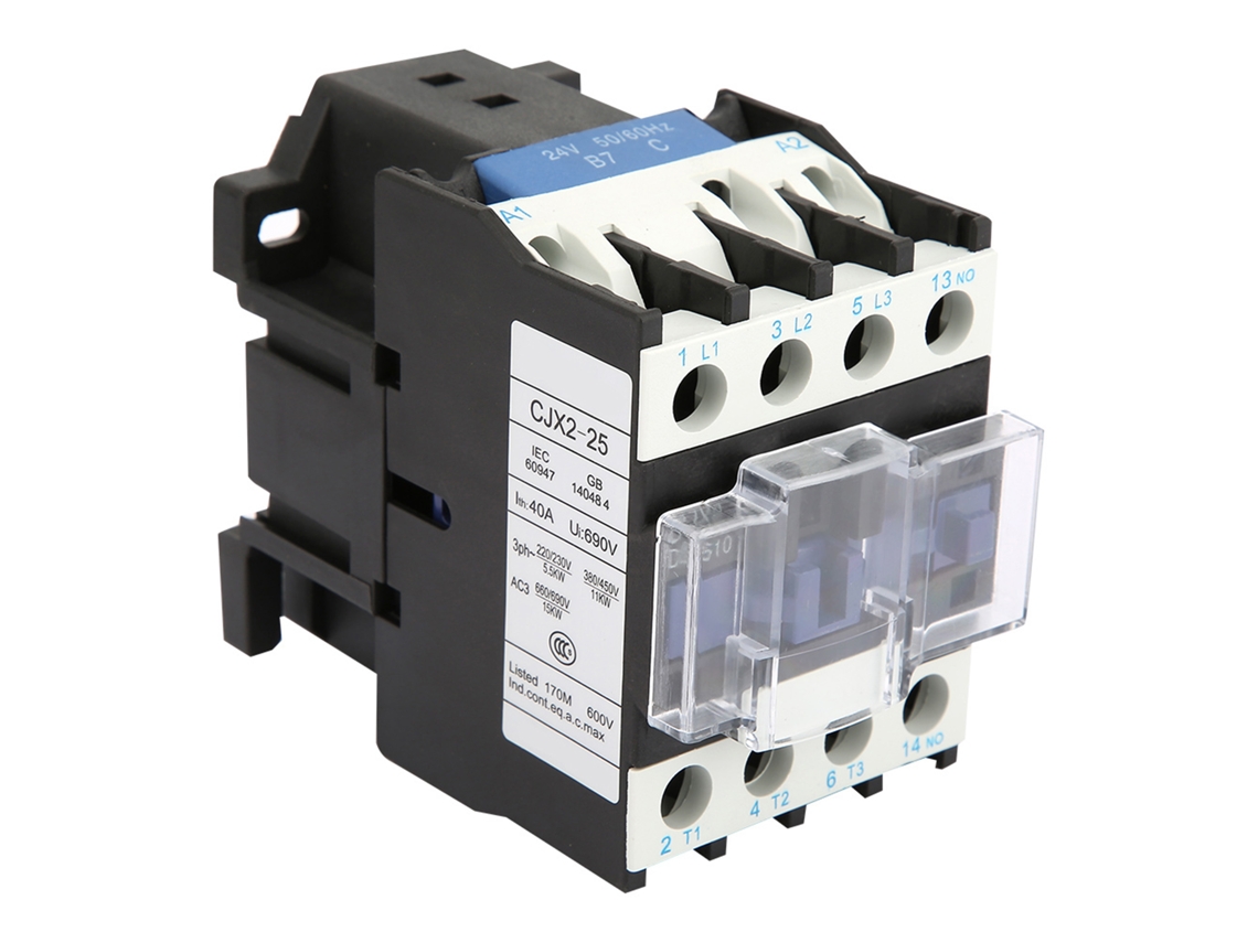 Contactor Eléctrico Industrial Para Montaje En Riel Cjx2-25 (24 Vca)