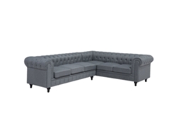 Sofá esquinero izquierdo BELIANI Chesterfield de Poliéster Gris 280x85x77