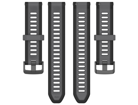 Correa de reloj de silicona de 20 mm para Samsung Galaxy Watch 6/5/4, Garmin Forerunner 165 Negro+Gris
