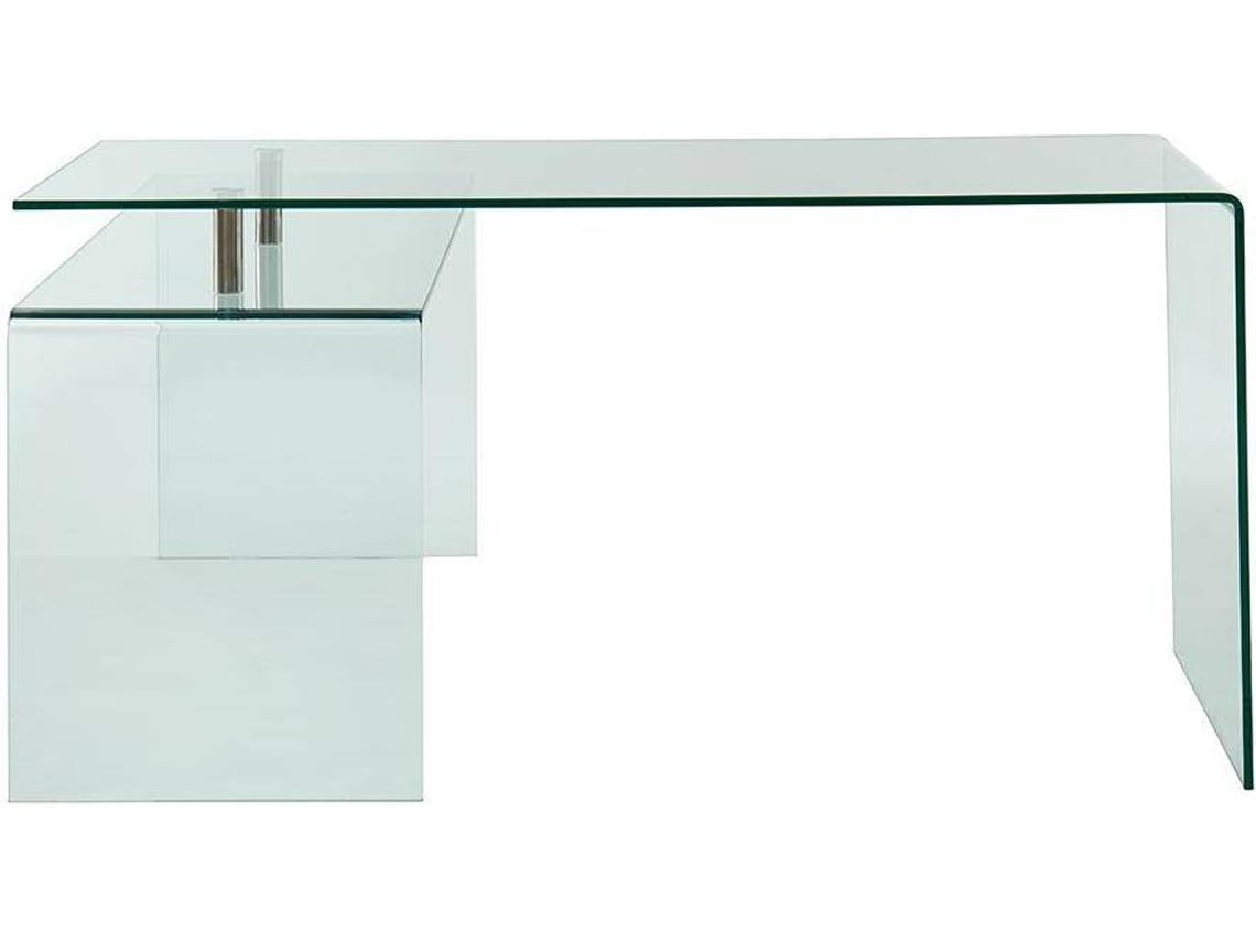 Vente-unique escritorio rinconera elstron - cristal curvado - transparente - transparente