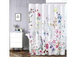 Cortina de ducha con estampado floral, dobladillo impermeable, 180 x Jortmrd