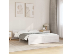 Estructura De Cama Doble Sin Colchón Madera Blanco 150x200 Cm