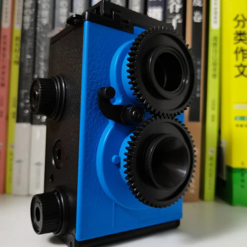 (azul Oscuro) Cámara De Película Réflex Doble Retro Científica Para Adultos, Compatible Con Película Kodak De 35 Mm.