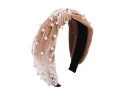 Tiara De Perlas Para Mujer, Tiara De Terciopelo Con Perlas De Imitación Retorcidas, Elegante Pinza Para El Cabello - 1 Unidad