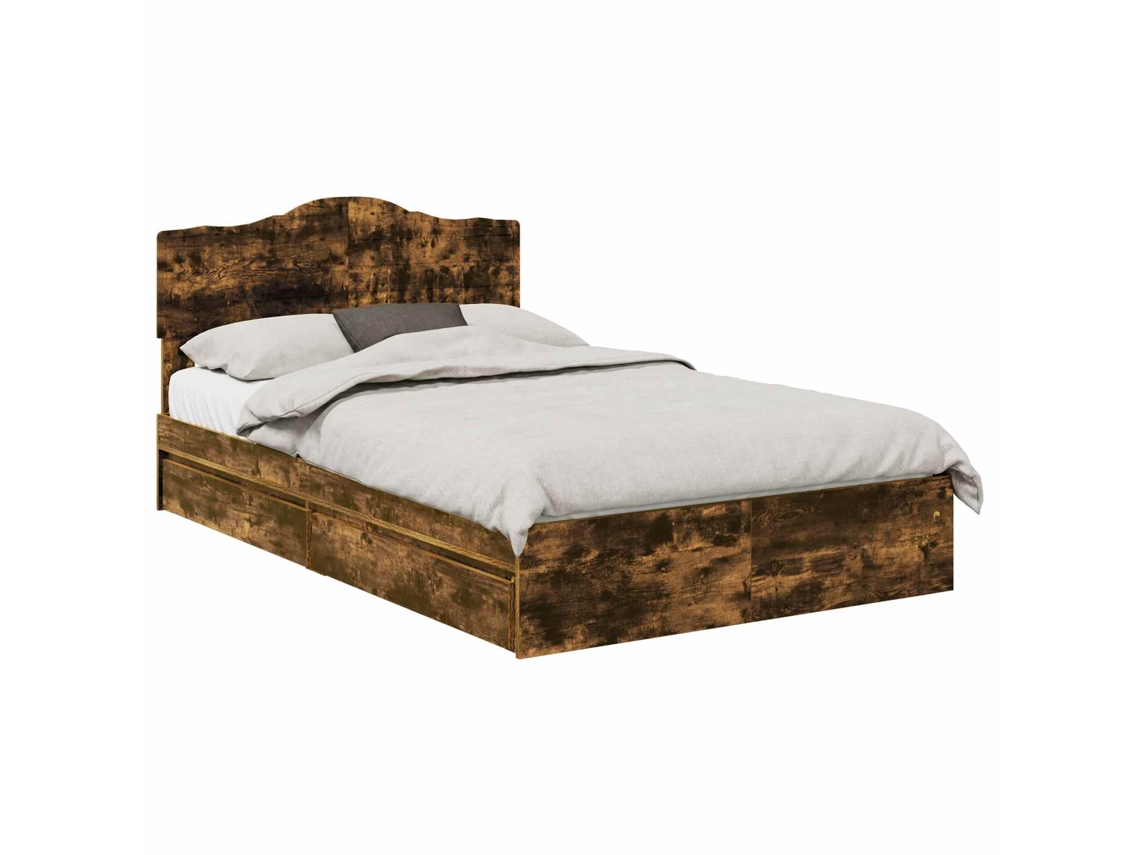 Maison Exclusive - Cama Con Almacenamiento Con Cabecera Roble Ahumado 135 X 190 Cm