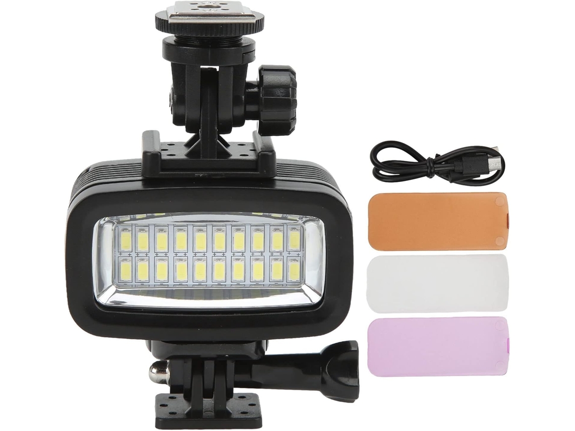 Luz De Vídeo Subacuática, Profundidad De 40 M, Resistente Al Agua Ipx8, 20 Led, 700 Lúmenes.