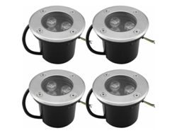Foco Led Empotrable Para Exteriores / Luminaria Led Para Suelo, Ideal Para Paisajismo, Jardines Y Escalones De Terrazas — Paquete De 4 (3 W)