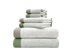 Juego De Toallas De Baño Y Toallas De Algodón Puro A Rayas (marrón-verde) Czhhmart