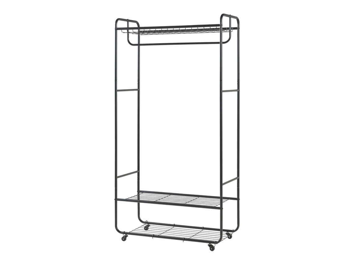 Perchero burro Vestvågøy con 3 estantes acero 176x90x40cm - Negro [EN.CASA]