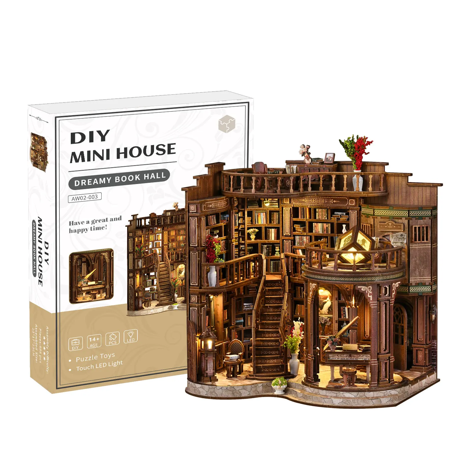 Kit De Modelo En Miniatura De Casa De Madera Estilo Libro Retro 3d Para Armar