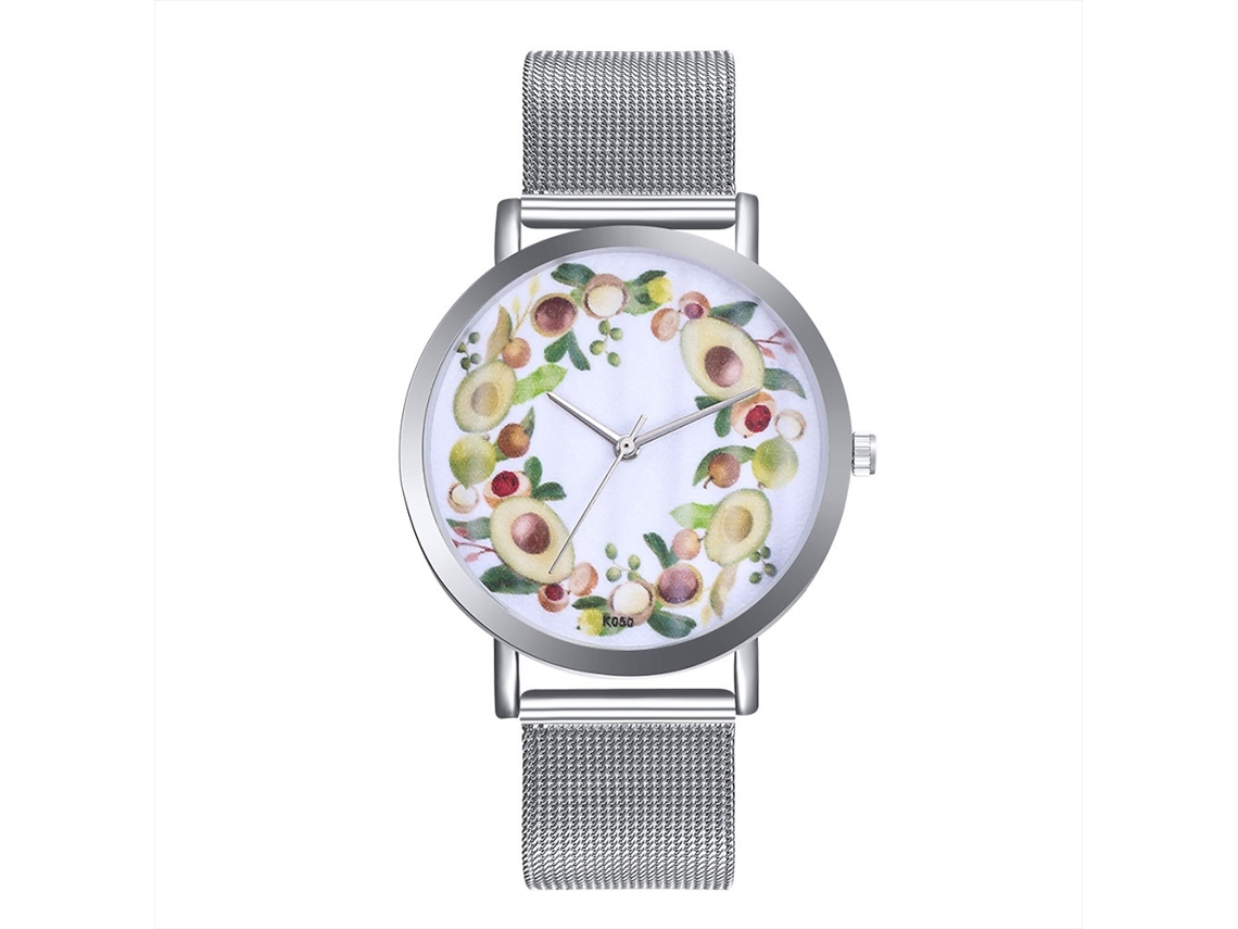Reloj Casual Unisex Con Correa De Malla, Acero, Movimiento De Cuarzo, Sencillo, Acabado Plateado.