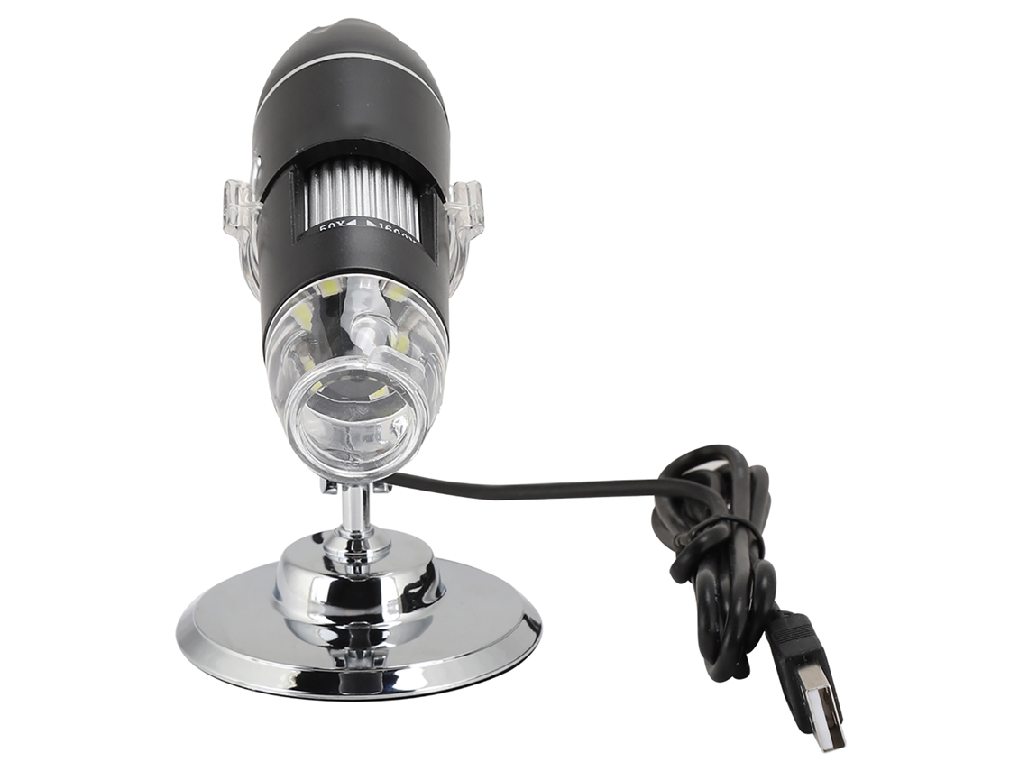 Microscopio Digital Usb 1600x, Cámara De 2mp Con 8 Led Ajustables Y Compatibilidad Con Windows.