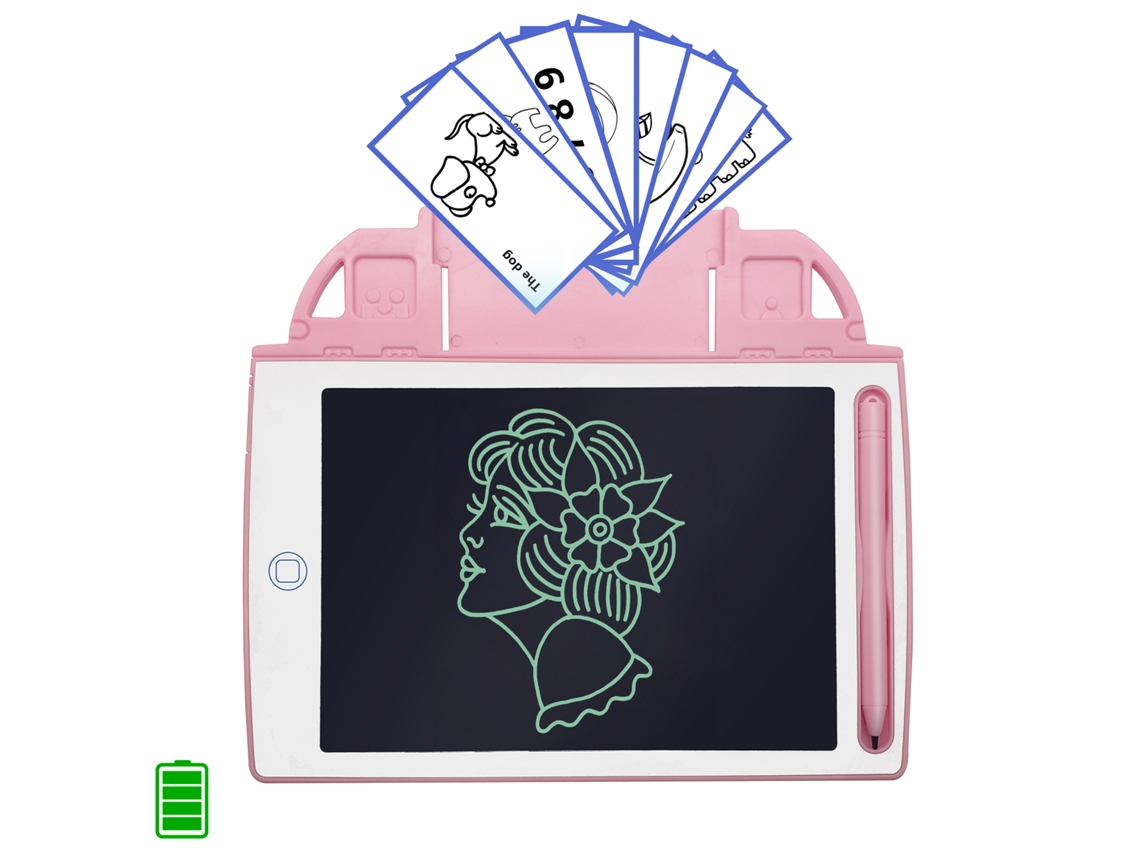 Tableta de dibujo y escritura LCD de 8.4 pulgadas. Portátil, con bloqueo de borrado y batería recargable. Incluye tarjetas de aprendizaje.