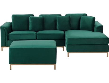 Sofá esquinero verde oscuro con reposapiés izquierdo BELIANI Oslo