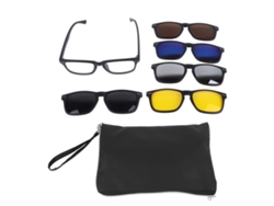 Gafas De Sol Con Clip Magnético, Protección Uv, Tr Rectangulares, 5 Clips Anti-uv Para Conducir.