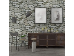 Papel Pintado 3d De Piedra Retro Vintage Nostálgico Pvc Ecológico 53cmx9.5m Cian Para Interiores