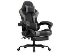 Cadeira Gamer Couro Pu, Suporte Lombar, 200kg, Preto Cinza – Altura Ajustável