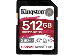 Tarjeta de Memoria KINGSTON SDXC Canvas React Plus V60 SD 512 GB