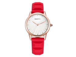 Reloj De Pulsera Para Mujer Con Diamantes De Imitación, Esfera Redonda, Movimiento De Cuarzo, Resistente Al Agua Hasta 1 Atm, Color Rojo.