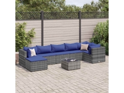 Conjunto de jardín de 8 piezas con cojines de mimbre gris de DKD Home Decor