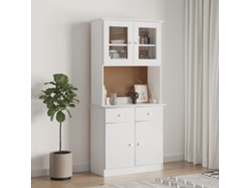 Aparador | Mueble De Comedor | Buffet Alto Alta Madera Maciza De Pino Blanco 77x35x165 Cm Wsd631345