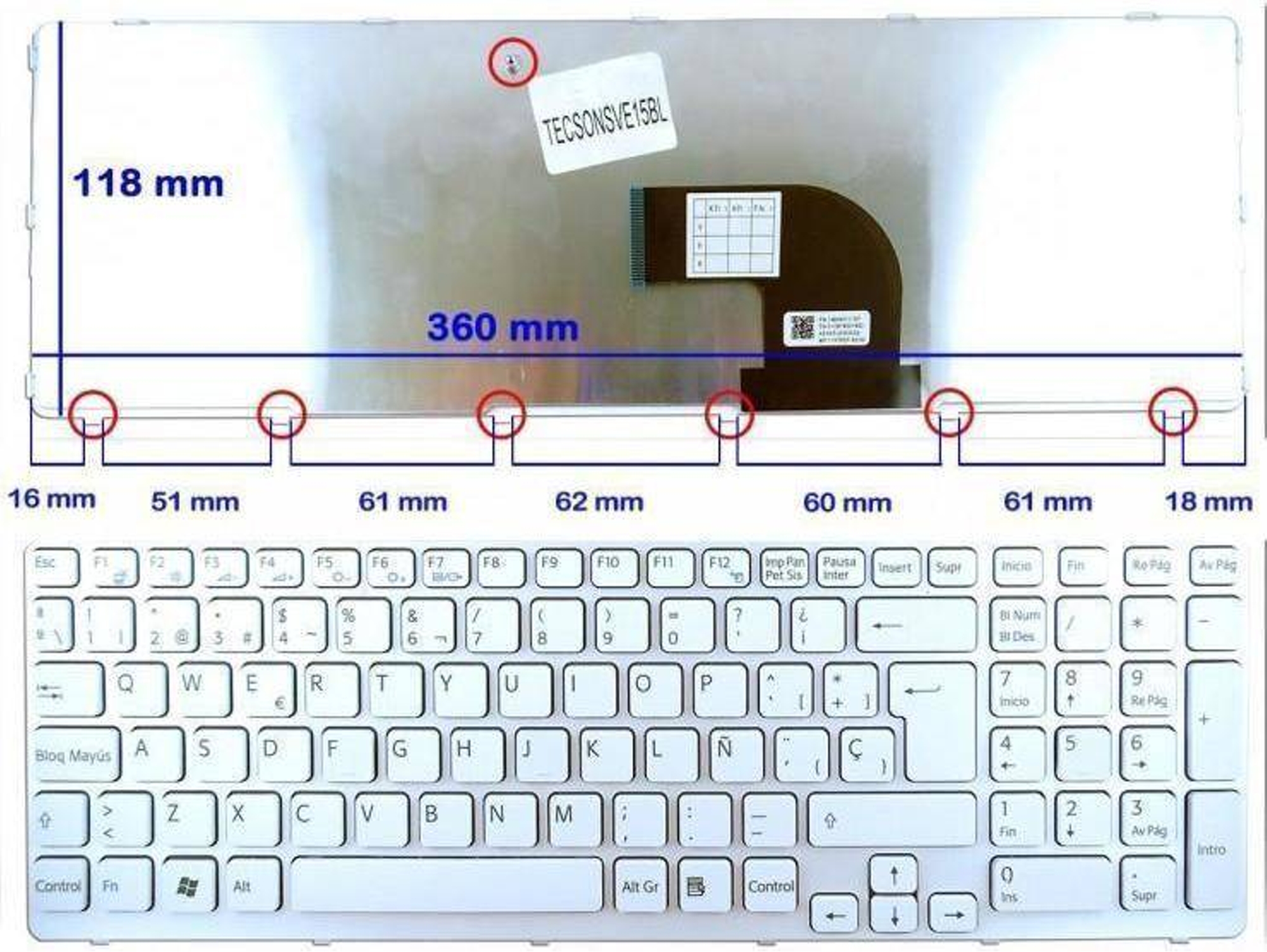 Teclado Blanco para Sony Sve151G17M