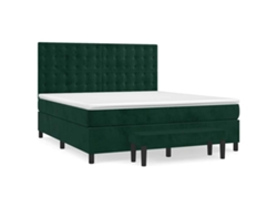Maison Exclusive - Cama Box Spring Con Colchón Terciopelo Verde Oscuro 180x200 Cm