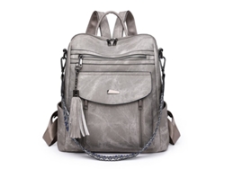 Mochila De Piel Pu Con Borlas Para Mujer, Gris Digitallab
