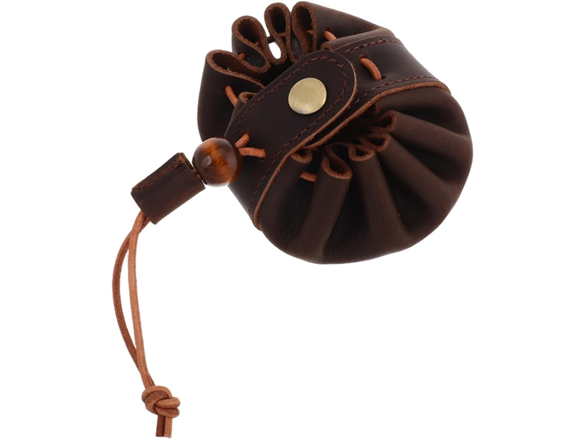 Porta-moedas Ciieeo Feito À Mão Em Couro Bovino Com Fecho De Cordão, Pequeno Estojo Multiuso.