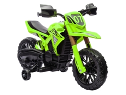 Moto Motocross Eléctrica Infantil 6v 2 Motores Claxon Ruedines Verde
