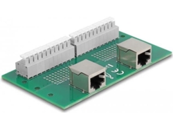 Rj50 2 X Buchse Zu 2 X Terminalblock Mit Drucktaster Para Hutschiene Delock (67014)