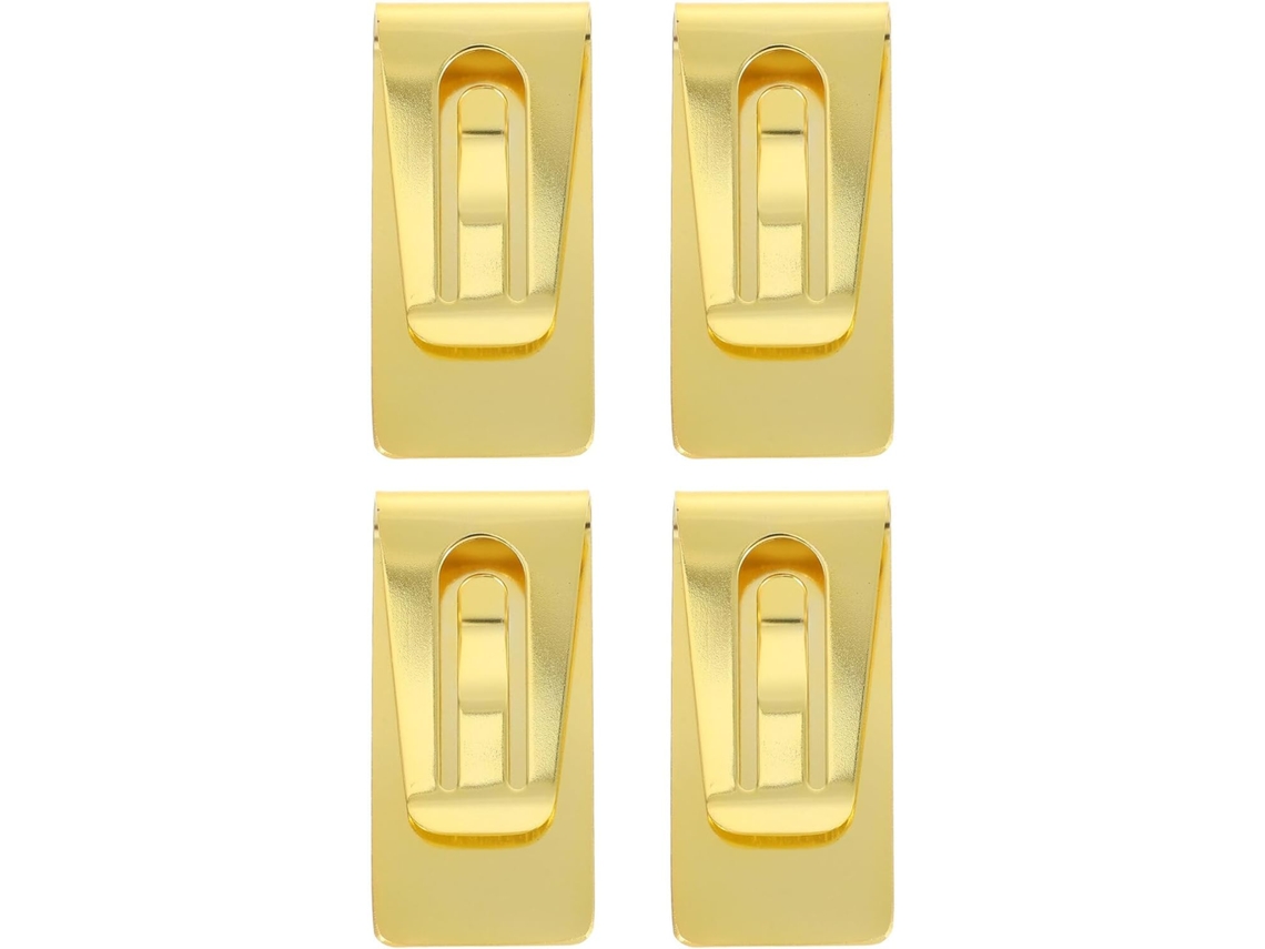 Juego De 4 Clips Para Billetes De Acero Inoxidable Dorado, Clips Delgados Para Tarjetas Y Billetes.