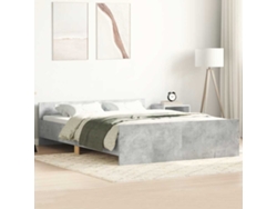 Estructura De Cama Con Cabecero Piecero Gris Hormigón 120x200cm
