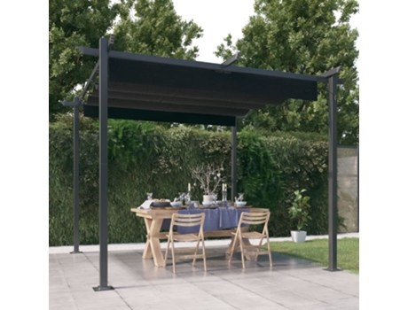MAISON EXCLUSIVE Cenador de jardín con techo retráctil gris antracita 3x3 m