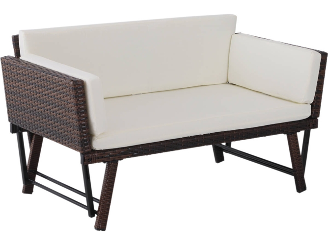 Outsunny Sofá De dos plazas convertible en cama exterior silla mueble mobiliario patio terraza 129x66x67cm 860049