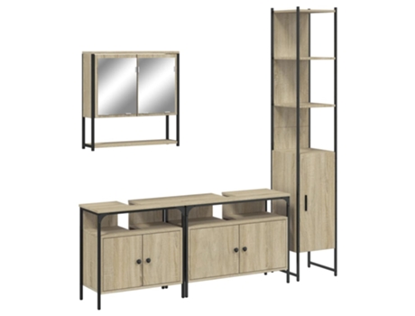 Conjunto 4 de muebles de baño VIDAXL contrachapada roble Sonoma
